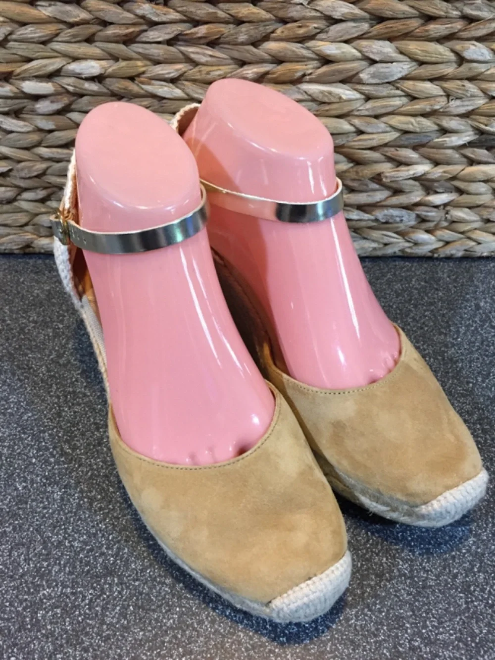 Kanna Two-Tone Tan Espadrille Wedge Sandals